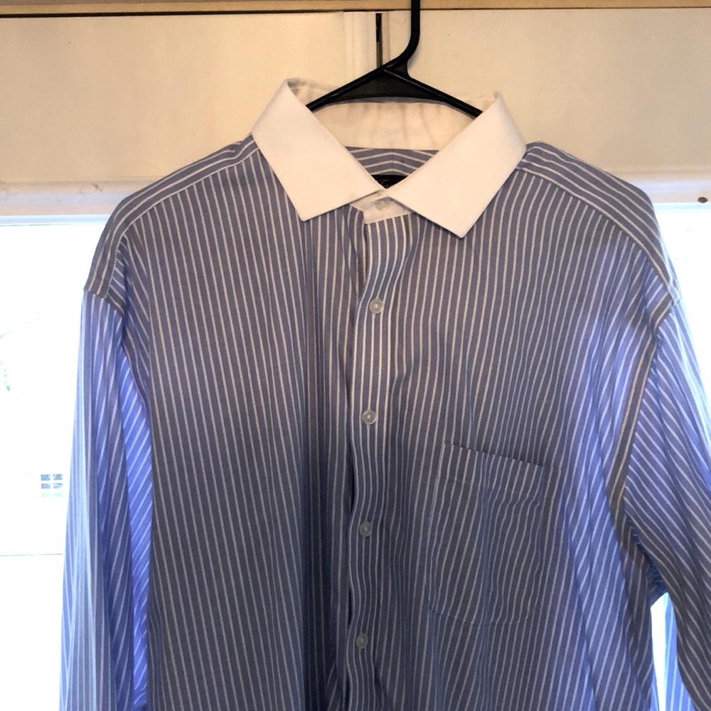 Blue/white French Cuff contrasted collar Oxford
